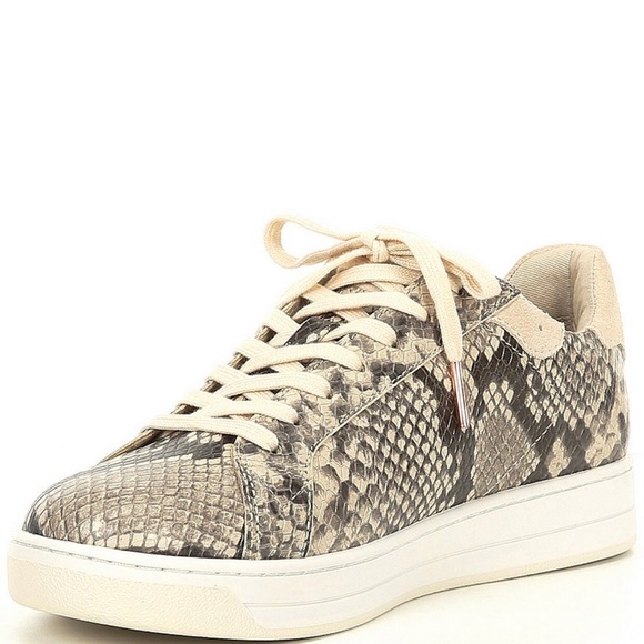 NEW Michael Kors Keating Lace-Up Light Sand Snake - Picture 5 of 7